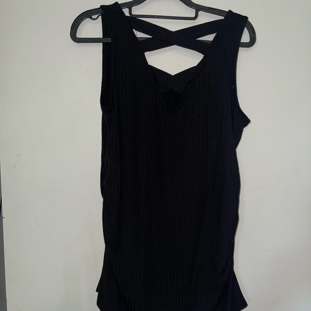 Black Sleeveless Top with Crisscross Back